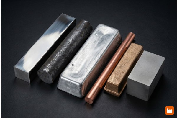 Various metal materials and alloys including stainless steel, carbon steel, aluminum, copper, and titanium samples
